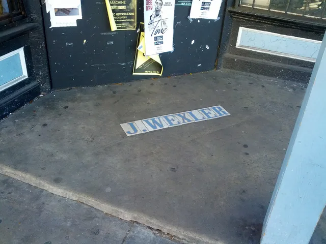 Business name in sidewalk street name style, Garden District, New Orleans - "J. Wexler". Business name case study: nine names and what DBA filings do and do not cover