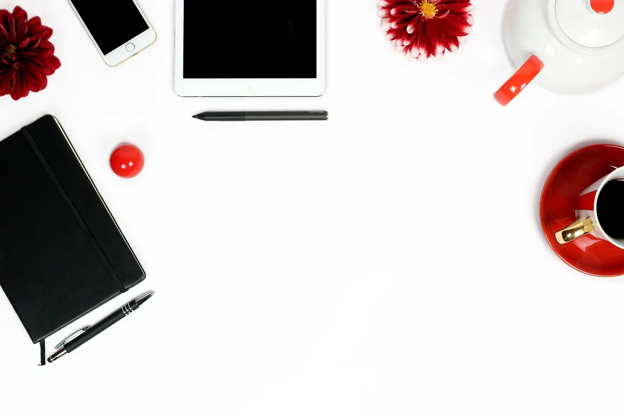 workplace, white table, modern, lifestyle, ipad, iphone, notebook, ballpoint pen, dahlias, coffee pot, coffee, cup, red cup, lip balm, red, white, black, white background, minimalist, woman, man, work, creative, office work, designer, home office, apple, freelancer, office, table, desk, design. What the sole proprietorships examples actually show