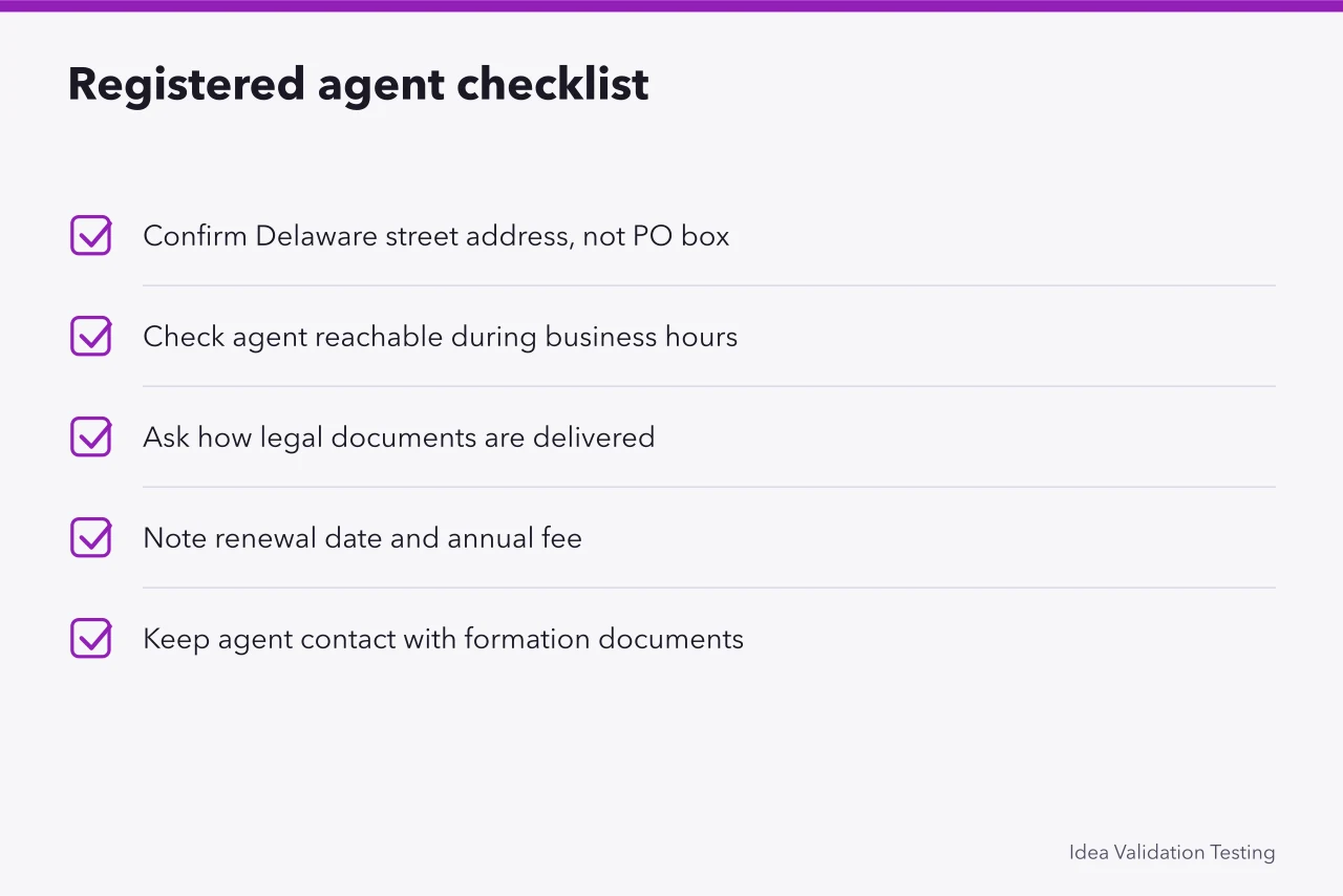 Checklist for choosing and managing a Delaware registered agent (A first hundred days checklist for Delaware registration and state licensing)